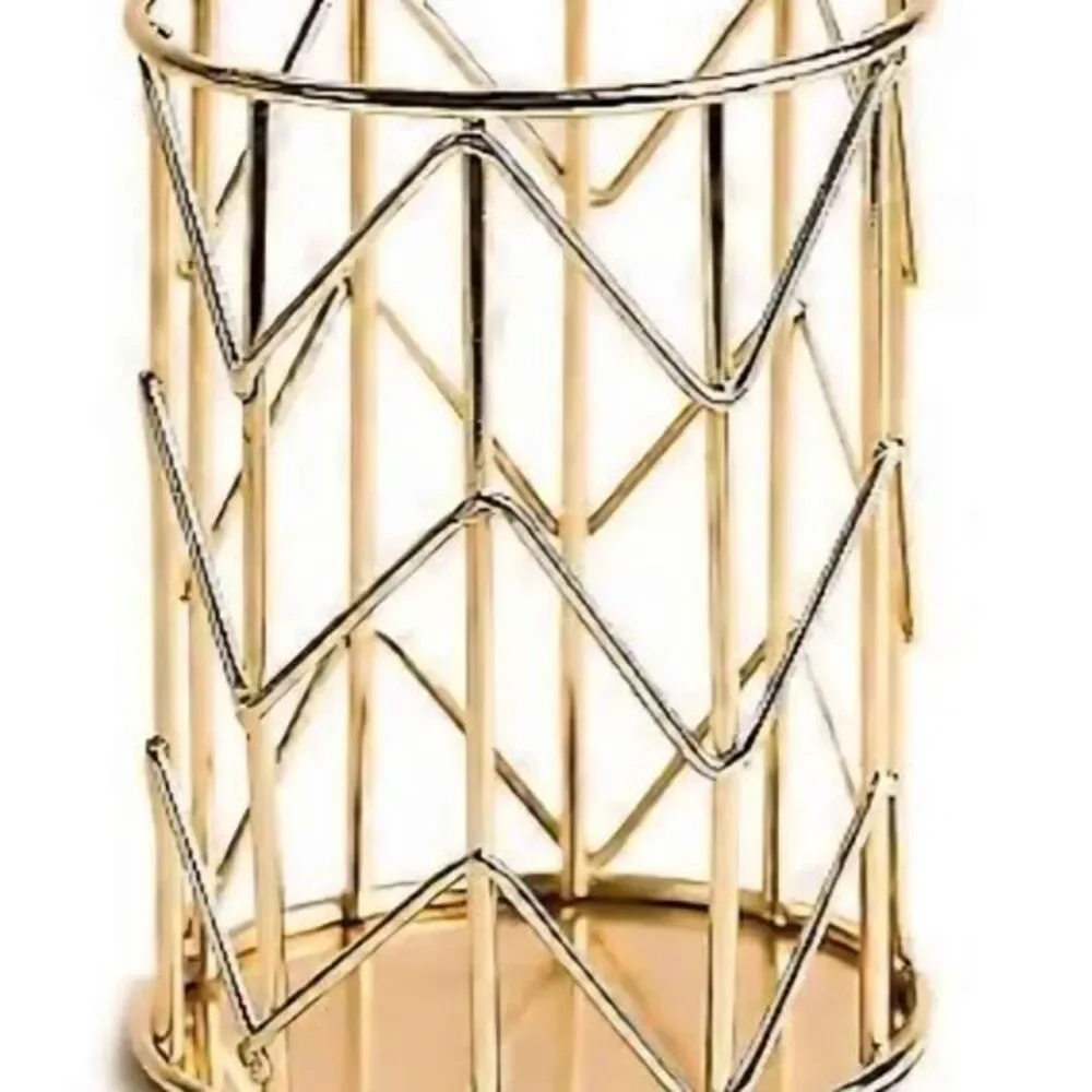 Modern Geometric Home Decor Bundle – Candle Holders & Gold Organizer Cups NIB